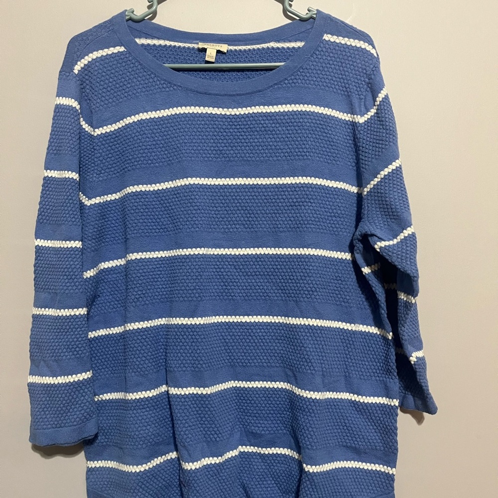 Blue and White Striped Sweater‎